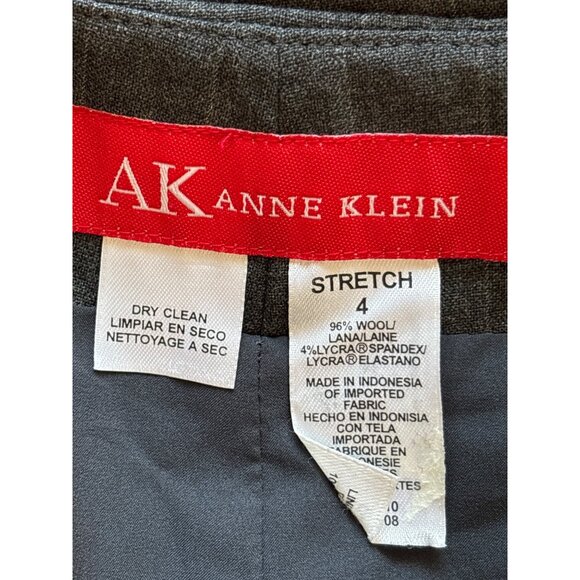 Vintage Y2K Anne Klein Stretch Gray Wool Blend Dress Pants Size 4 Pinstripe New - Picture 5 of 6